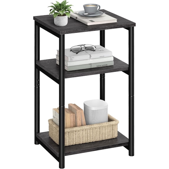 Small Side Table Tall Nightstand with Steel Frame for Living Room ...