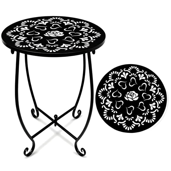 Small Side Tables for Small Space, 1 Pack Metal Outdoor Indoor Side Table, 15" Tall Patio Side Table, 10 Inch Round Side Table, Weather Resistant Mini Metal Round Side Table Pool Chair Side Table