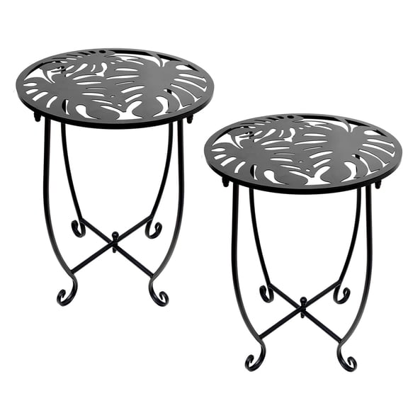 Small Side Tables for Small Space, 2 Pack Metal Outdoor Indoor Side Table, 15" Tall Patio Side Table, 10 Inch Round Side Table, Weather Resistant Mini Metal Round Side Table Pool Chair Side Table