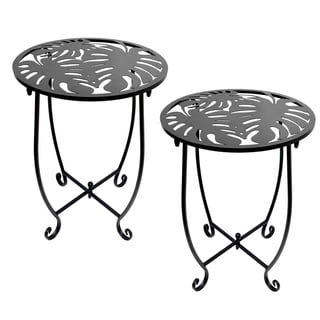 Small Side Tables for Small Space, 2 Pack Metal Outdoor Indoor Side Table, 15" Tall Patio Side Table, 10 Inch Round Side Table, Weather Resistant Mini Metal Round Side Table Pool Chair Side Table