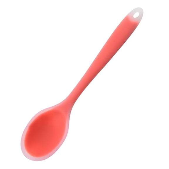 Small Silicone Cooking Spoon, 8'' Heat-Resistant Nonstick Silicone Spoon for Stirring, Mixing, Cooking, Baking and Daily Use,Orange