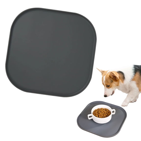 Small Silicone Pet Food Mat with Raised Edge for Food and Water Bowl, Square Dog Feeding Mats, Cat Food Trays for Floor Waterproof, Rubber Tray for Dogs and Cats（1Pcs-Small）