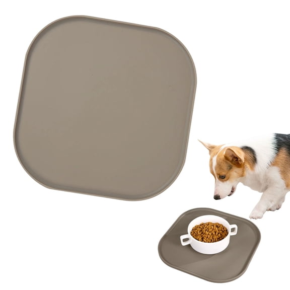 Small Silicone Pet Food Mat with Raised Edge for Food and Water Bowl, Square Dog Feeding Mats, Cat Food Trays for Floor Waterproof, Rubber Tray for Dogs and Cats（1Pcs-Small）