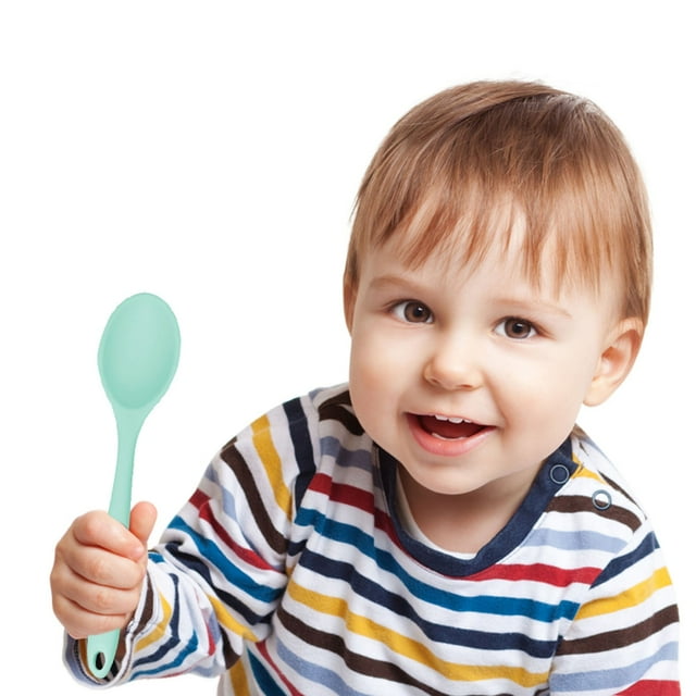 Kitchen Tableware Small Silicone Spoon Baby Food Supplement High Temperature Non Stick Surface Special Spoon Stirring Spoon,Green Kitchen Tableware