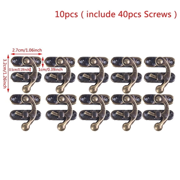 Small Silver Hasp Latch Chest Lock Jewellery Wine Wooden Box Craft Hook + Screws