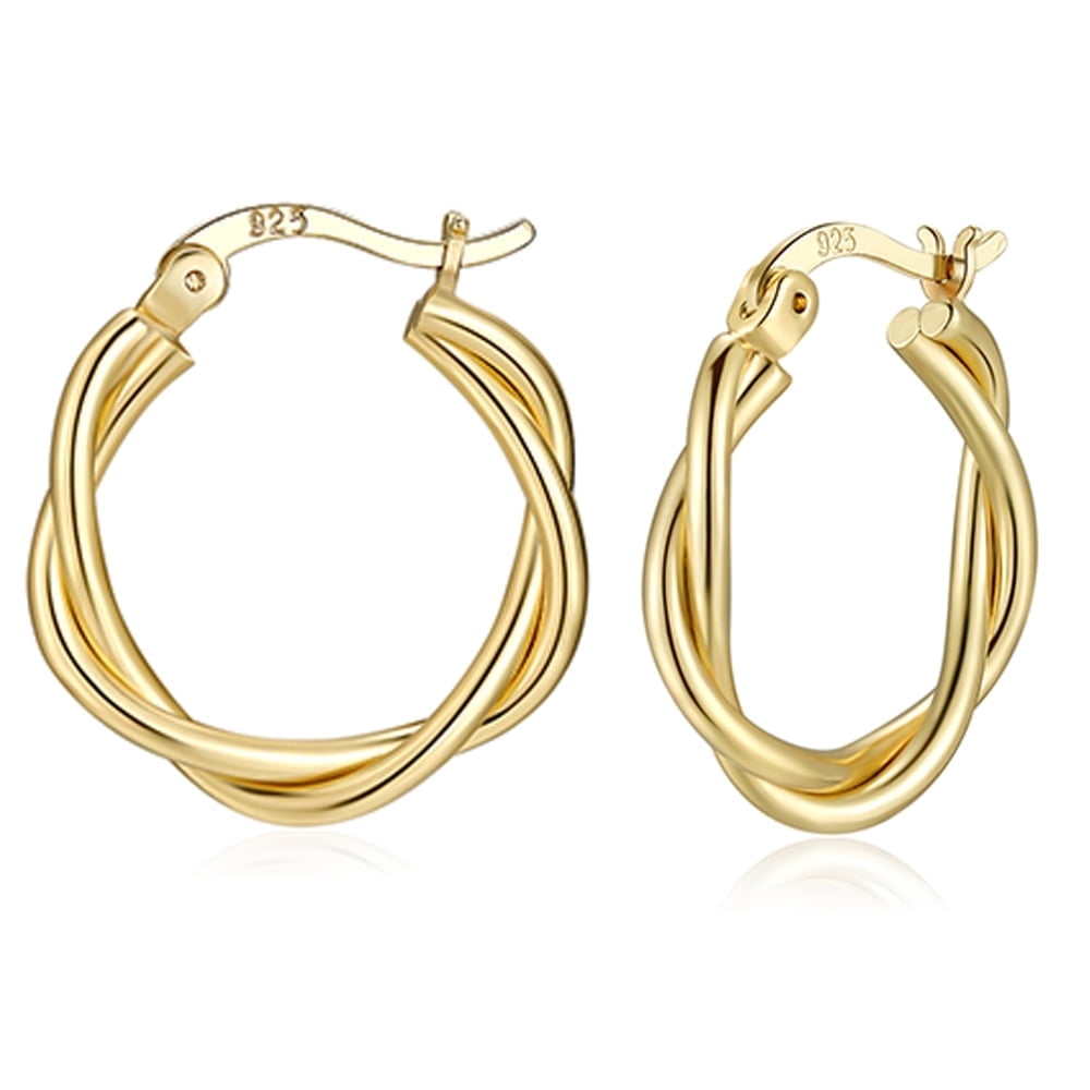 Dainty Gold Hoop Earrings Set For Women - CZ Flower Huggie Studs, 14K Gold Plated