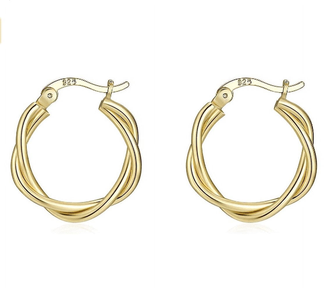 Gamicy Small Gold Hoop Earrings For Women - 15mm, 14K Gold Plated, 925 Sterling Silver Posts, Lightweight Chunky Hoops