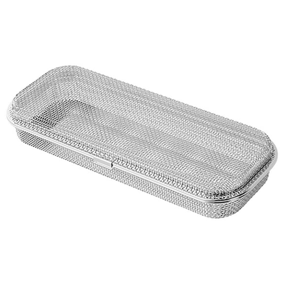 Small Silver Stainless Steel Utensil Basket, Dishwasher Safe Mesh Cutlery Holder & Drying Rack for Spoons & Chopsticks