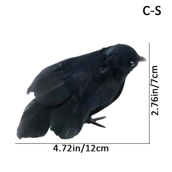 Small Simulation Fake Bird Realistic Halloween Black Crow Model Ornament Simulation Bird Home Decoration Animal Creepy Toy