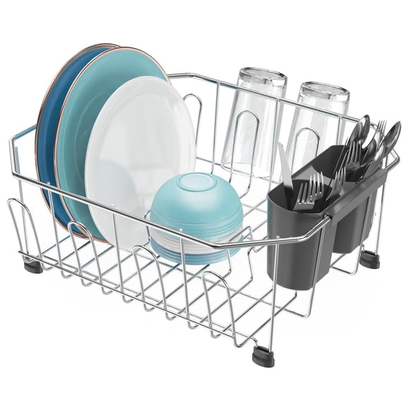 Small In Sink Dish Drying Rack - Stainless Steel Compact Drainer For Rv Kitchen Apartment  Rust Resistant Inside 1-2 Person Households 11.6" W X 13.4" L Silver