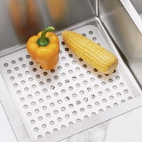 Small Sink Mat,2 Pack White 11.2x12.7inch Sink Protector Mats for Bottom of Kitchen Sink, Dish Drying Mat for Dishes and Glassware, Fast Drain