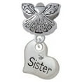 thumbnail image 1 of Small ''Sister'' Heart with Clear Crystal - Guardian Angel Charm Bead, 1 of 1