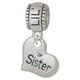 thumbnail image 1 of Small ''Sister'' Heart with Clear Crystal - Lil Sister Charm Bead, 1 of 1