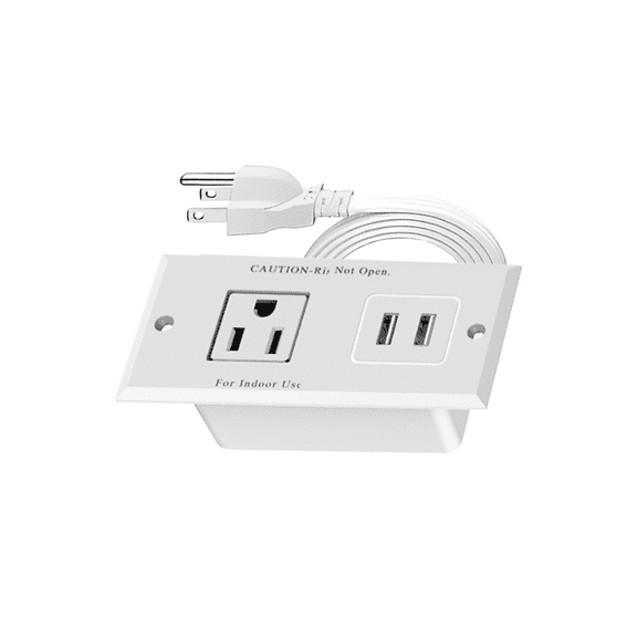 Small Size Desk Outlet & Furniture Power Strip with USB A, Recessed Flush Mount Multiple Outlet Extender with Surge Protector and Hidden Charging Ports