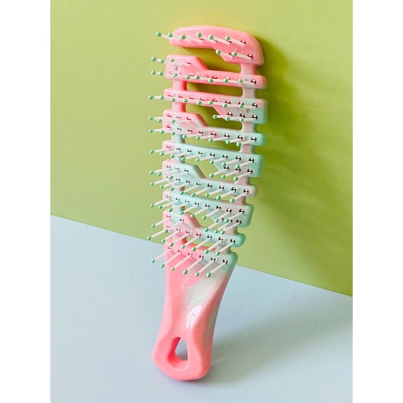 Small Size Hollow Out Children Hair Comb Smooth Hairdressing Comb Scalp Massage Curved Comb Gradient Color Styling Hair Brush