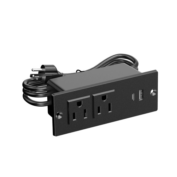 Small Size In-Desk Recessed Power Strip with USB-C & Outlets, Multi-Surface Outlet for Office Desk, Kitchen Counter, Bedroom Furniture with Surge Protection