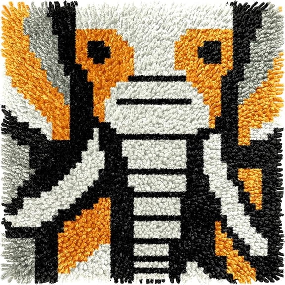 Small Size Mini Elephant Latch Hook Kits Rug DIY Cushion Tapestry Making Crochet Hook Mat Making Kits Color Preprinted Pattern Canvas DIY Carpet Needlework Crochet Cushion Kits 30x30cm