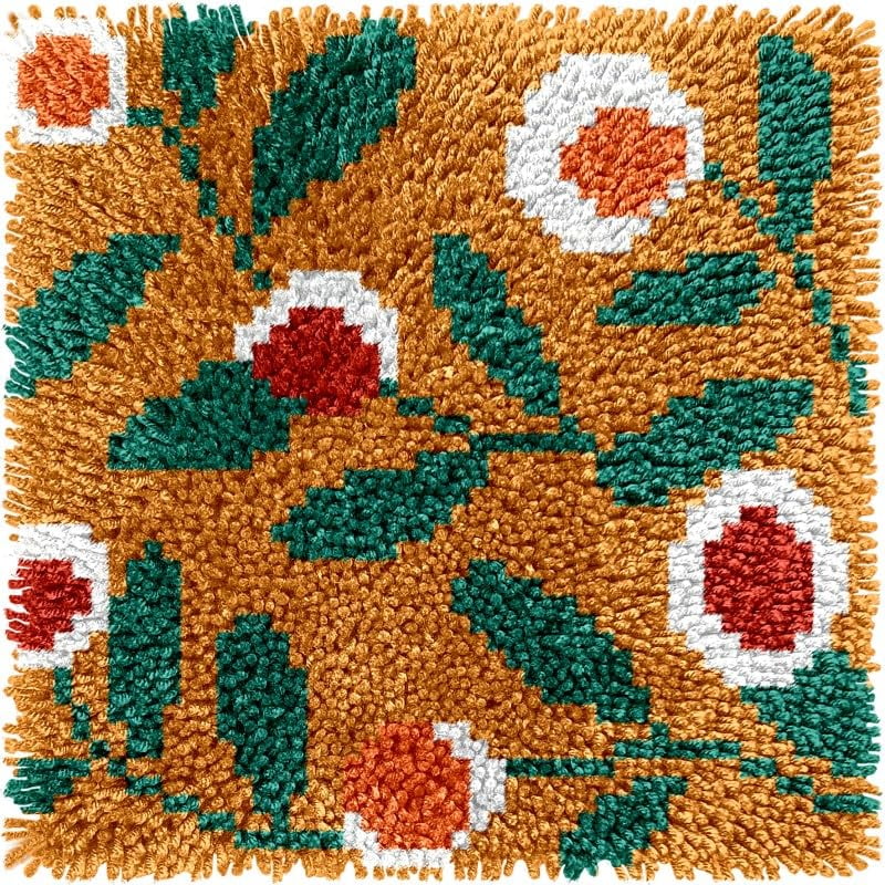 Small Size Mini Flowers Latch Hook Kits Rug DIY Cushion Tapestry Making Crochet Hook Mat Making Kits Color Preprinted Pattern Canvas DIY Carpet Needlework Crochet Cushion Kits 30x30cm