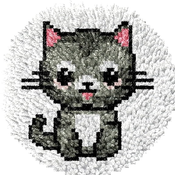 Small Size Mini Little Cat Latch Hook Kits Rug DIY Cushion Tapestry Making Crochet Hook Mat Making Kits Color Preprinted Pattern Canvas DIY Carpet Needlework Crochet Cushion Kits 30x30cm