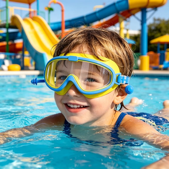 Small Size Swim Goggles With Ear Plugs, Anti-Fog No Leak Wide View Frame Swimming Goggles, Soft Silicone Gel Pad for Pool Training Water Trip