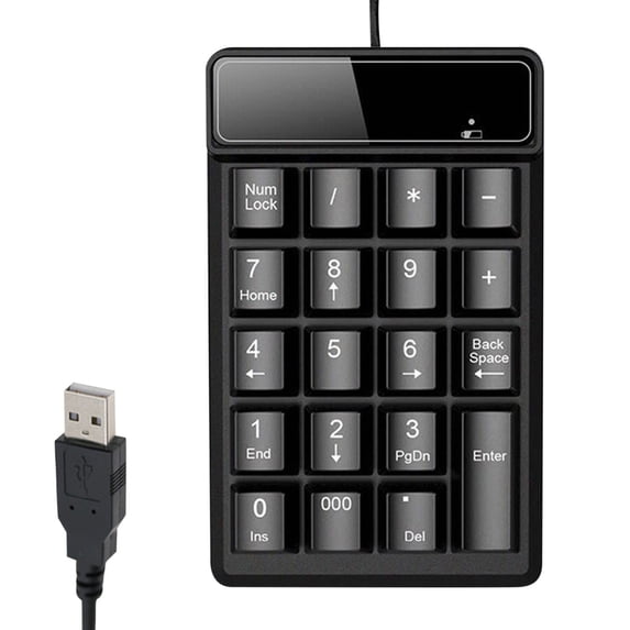 Small-Size USB Wired Numeric Keypad, 19 Keys Digital Keyboard for Laptop Notebook Tablets