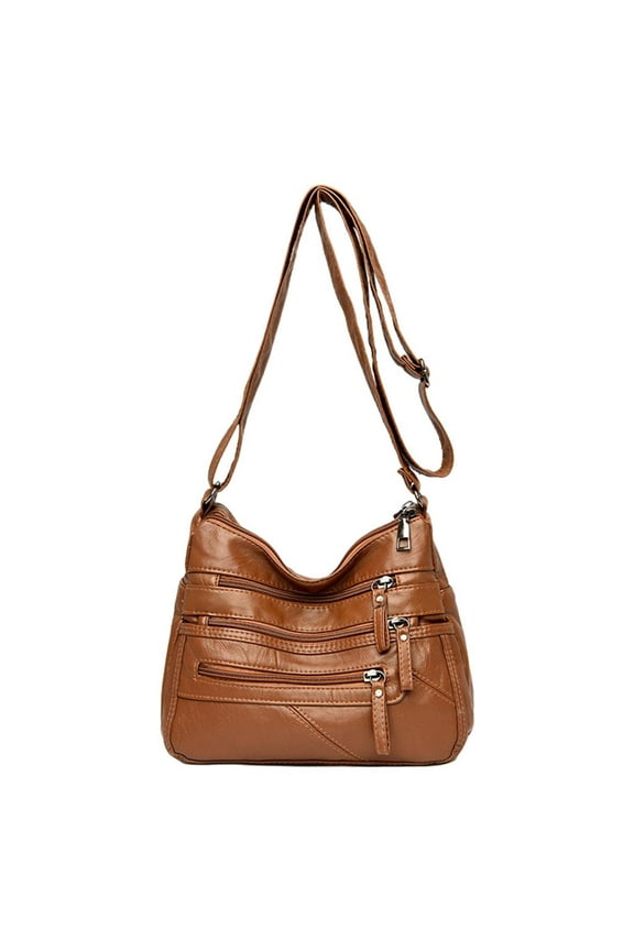 Small Size Women Shoulder Handbag Multiple Pockets Bag Ladies Purse Retro Fashion Tote - Brown