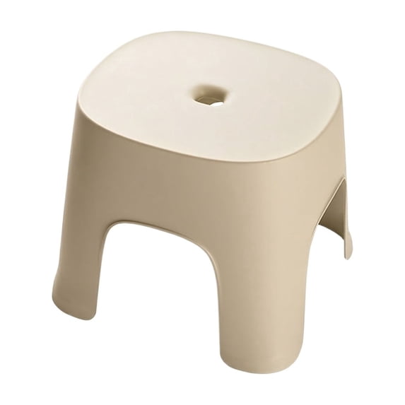 Small Sized Adult Low Stool, Compact Shoe Changing Bench for Home Entryway, Lightweight Plastic Step Stool for Room, Beige