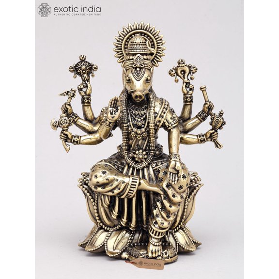 Small Sized Brass Superfine Statue Of Goddess Varahi
