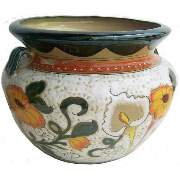 Small-Sized Jacona Mexican Colors Talavera Ceramic Garden Pot
