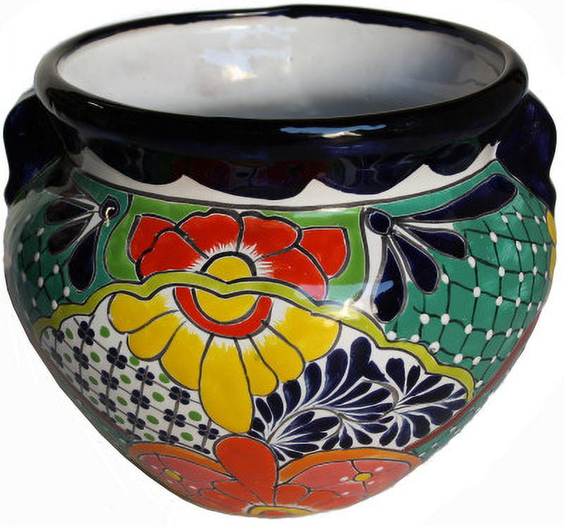 Small-Sized Paracho Mexican Colors Talavera Ceramic Garden Pot - Walmart.com