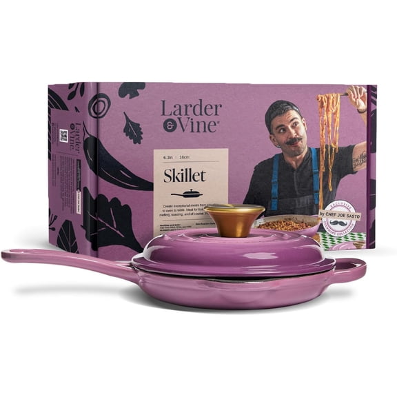 Small Skillet with Lid, Enameled Cast Iron, Small Frying Pan for Eggs, Omelets & Single Servings, Sweet Treats, Professional Cookware, Induction Compatible, Oven & Dishwasher Safe