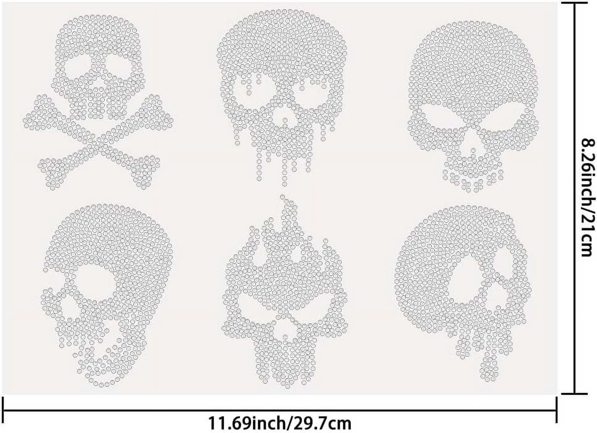 Small Skull Icon Iron on Rhinestones Transfer Skull T-Shirt Crystal ...