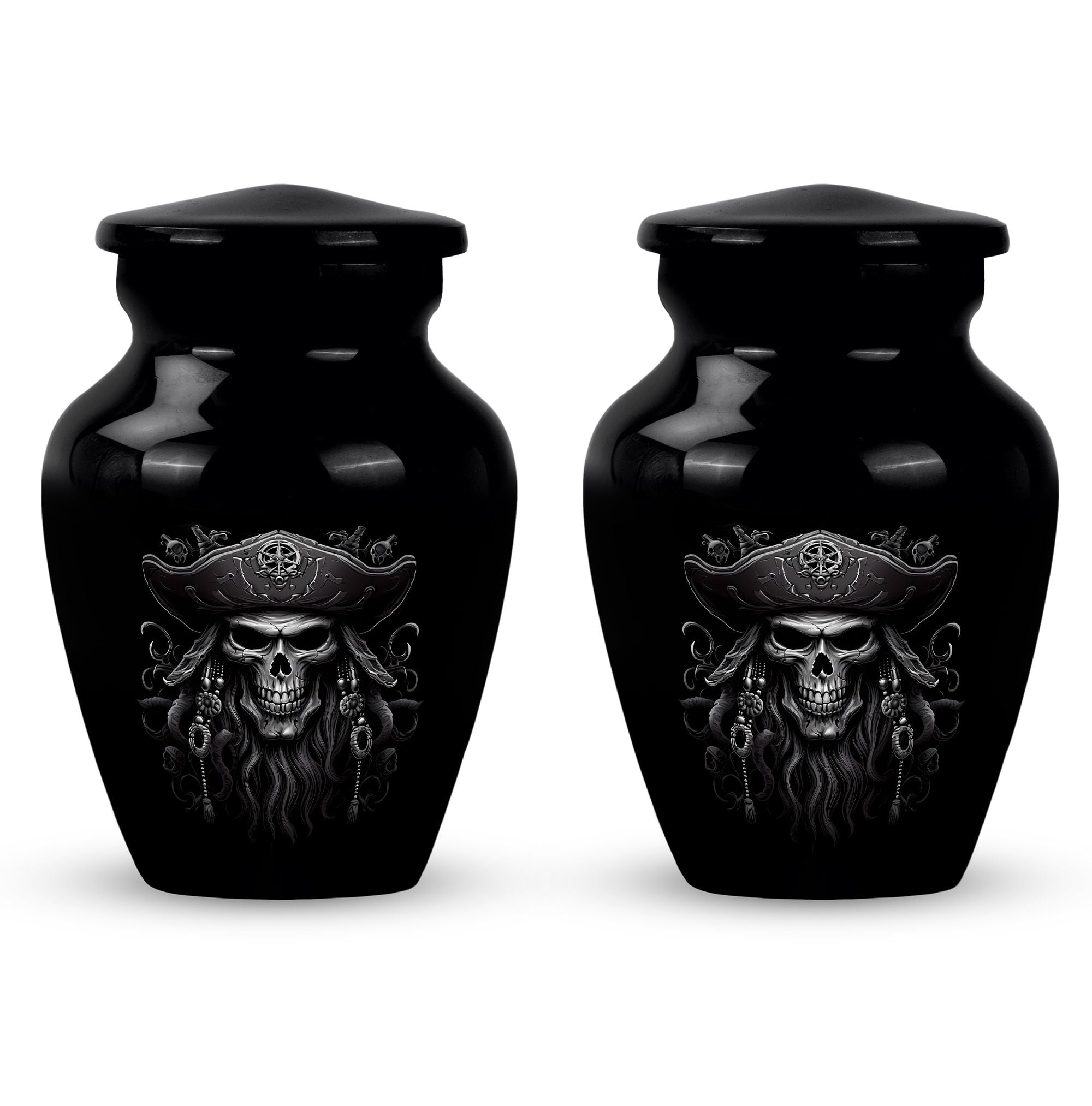 Small Skull Pirates Tshirt Urn For Human Adult - Urns For Human Ashes Adult Male Dad - Keepsake Urns For Ashes Small - Small Cremation Urns - Keepsake Urns For Ashes Small(Size - 3Inch, 2Pcs)