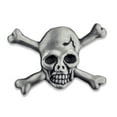 thumbnail image 1 of Small Skull and Cross Bones Halloween Biker Lapel Pin, 1 of 5