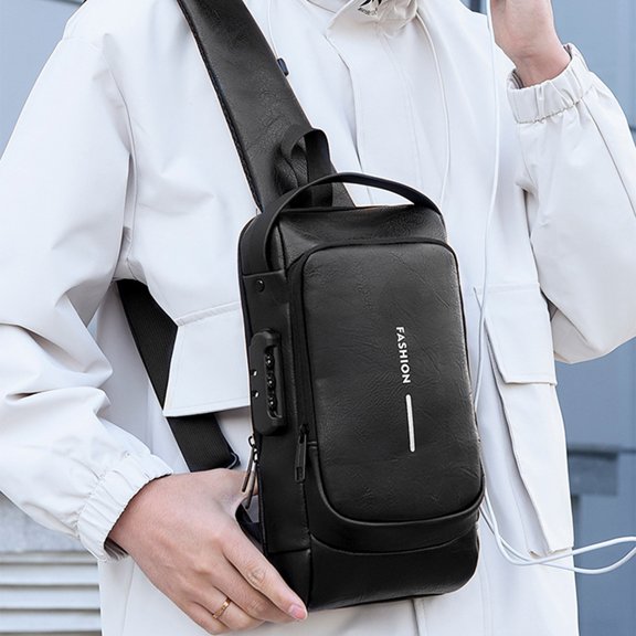 Small Sling Bag Chest Shoulder Water Sling Purse, One Strap Travel Bag with Earphone Hole, Compact and Versatile Sling Backpack for Men and Women