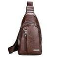 thumbnail image 1 of Small Sling Bag Crossbody Backpack Over the Shoulder Bag for Men Women Travel Outdoors, Leather Lightweight Sling Purse Chest Bag, 1 of 5