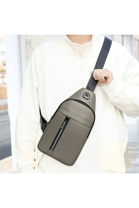 Small Sling Bag Crossbody Chest Pack Small Lightweight EDC Shoulder Bag for Men Women Bo-ys Travel Hiking Outdoor with Headphone Port Water-Resistant, Army Green