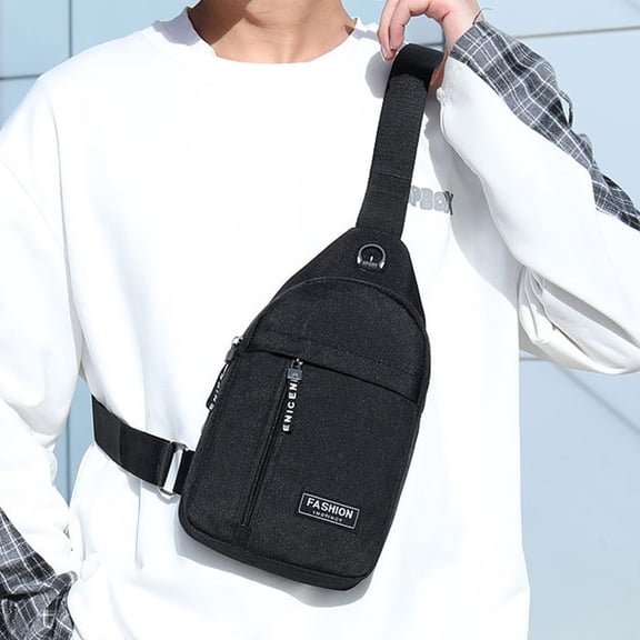 Small Sling Bag Crossbody Chest Shoulder Water T Sling Purse Strap Travel Bag For Men Women Boys With Earphone Hole