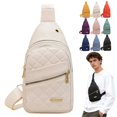 thumbnail image 1 of Small Sling Bag Crossbody Sling Backpack for Men and Women, Small Fanny Pack Cross Body Bag Hiking Traveling Backpack, Back to School, White, 1 of 4