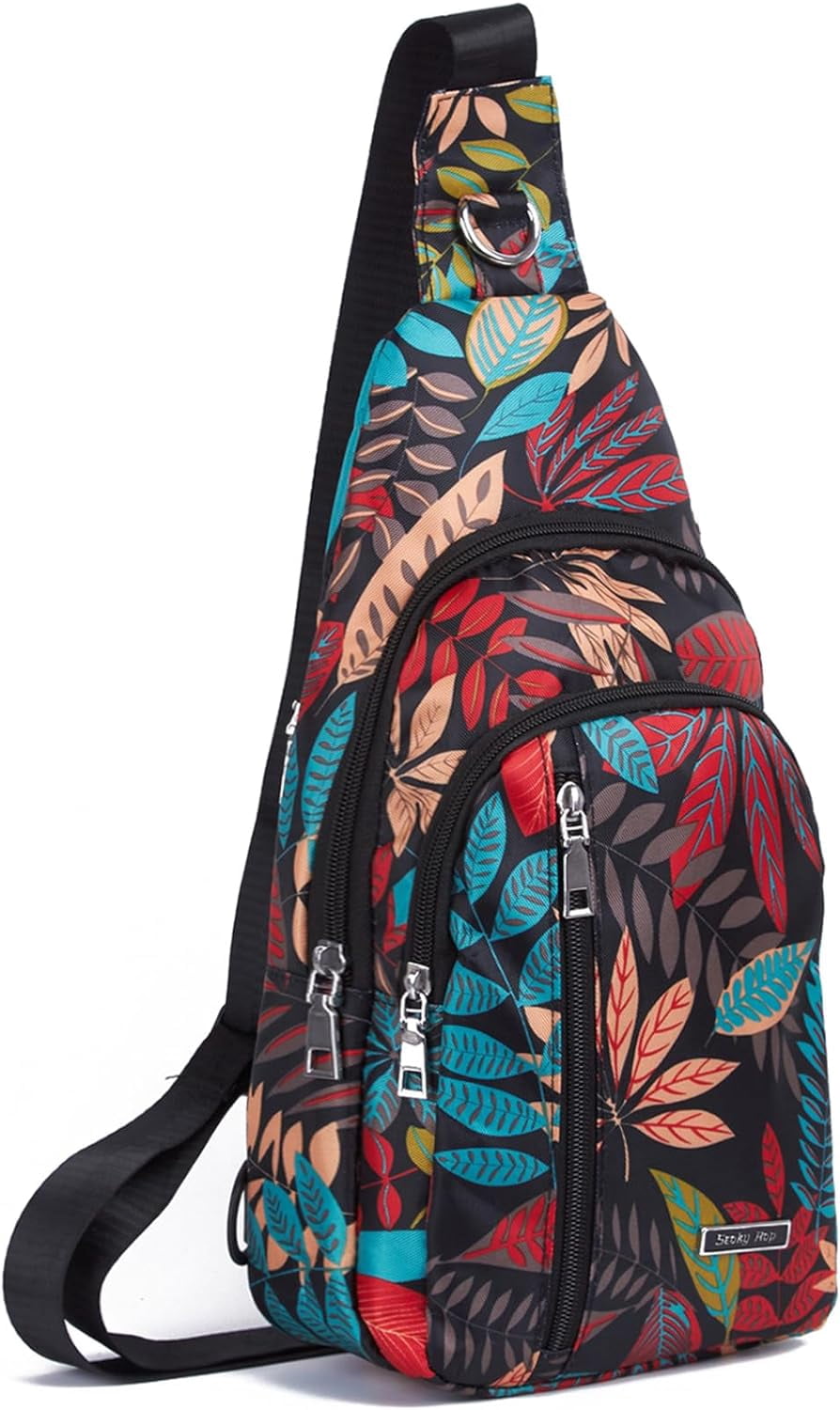 Small Sling Bag for Men Women One Strap Shoulder Crossbody Backpack with USB Charging Port for Hiking Cycling Travel Black