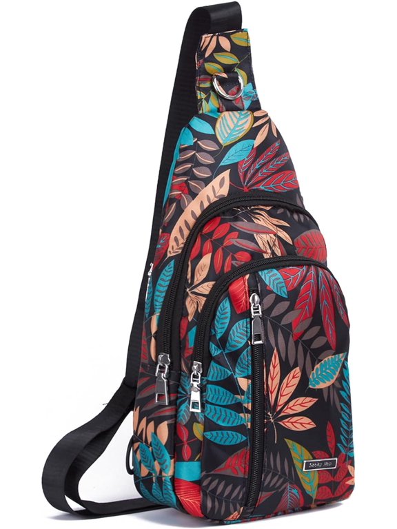 Small Sling Bag for Men Women One Strap Shoulder Crossbody Backpack with USB Charging Port for Hiking Cycling Travel Black