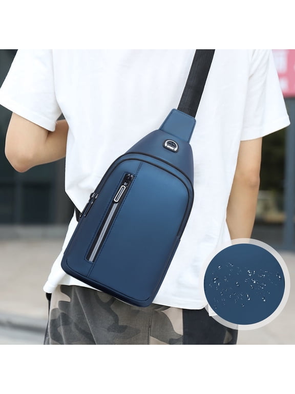 Small Sling Bag for Men and Women, Chest Shoulder Pack with Earphone Hole and Adjustable Strap, for Daily and Travel