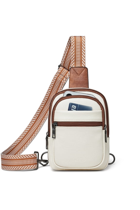 Small Sling Bag for Women Everyday & Travel Cross Body Purses Vegan Leather, Beige