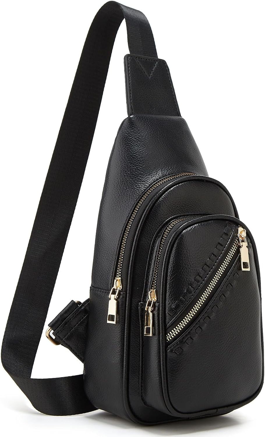 Small Sling Bag for Women, Vegan Leather Fanny Pack Crossbody Bags for Women, Chest Bag With Wide Strap
