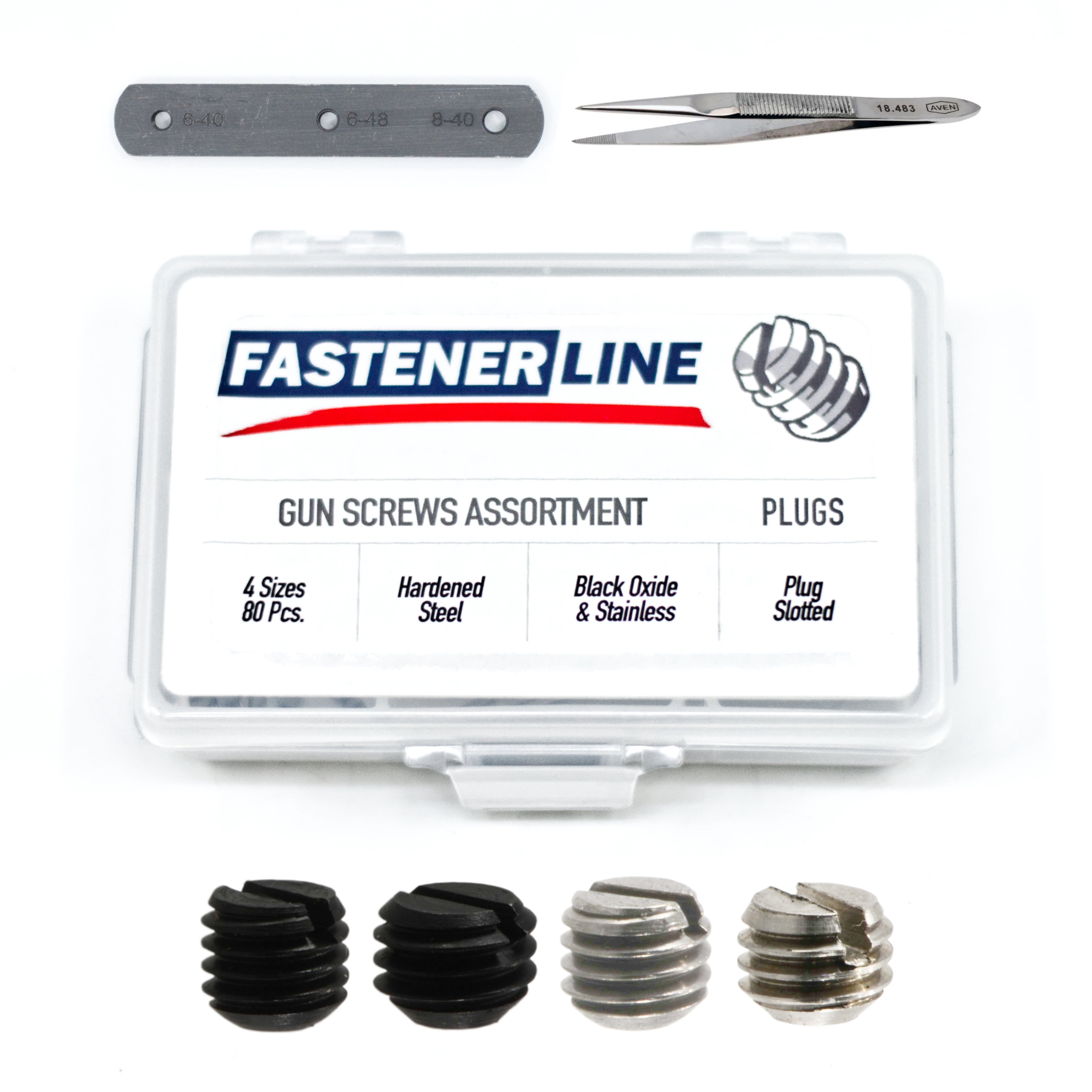 Small Slotted Black Oxide & Stainless Gunsmithing Plug Screws Assortment (82 pieces)