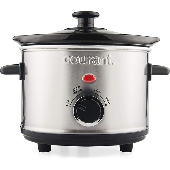 Small Slow Cooker 1.6 QT, 3 Heat Settings, Removable Ceramic Pot" Easy Clean, Dishwasher Safe, Mini Slow Cooker, Stainless Steel