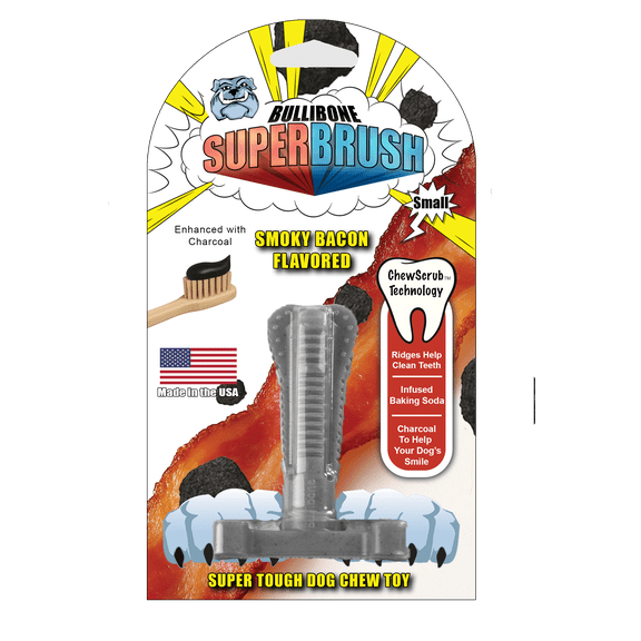 Bullibone Superbrush Dog Chew Toy with Smoky Bacon Flavor for Small Puppies and Dogs