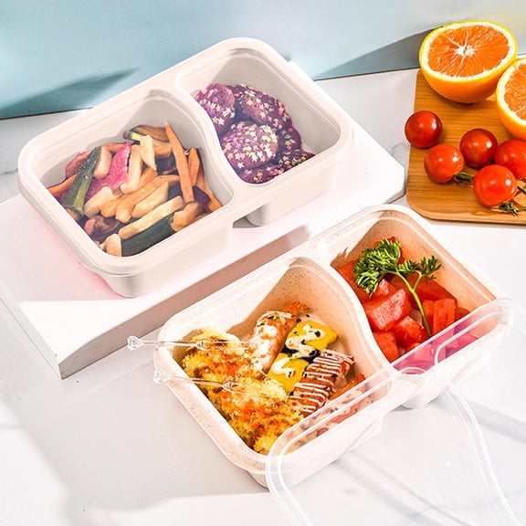 Small Snack Box Containers for Adults Men Women with 2 Compartments,Reusable Bento Box Adult Food Trays for Fruit,Charcuterie,Lunch Box Divided Serving Tray with Lid and Handle for Work Travel
