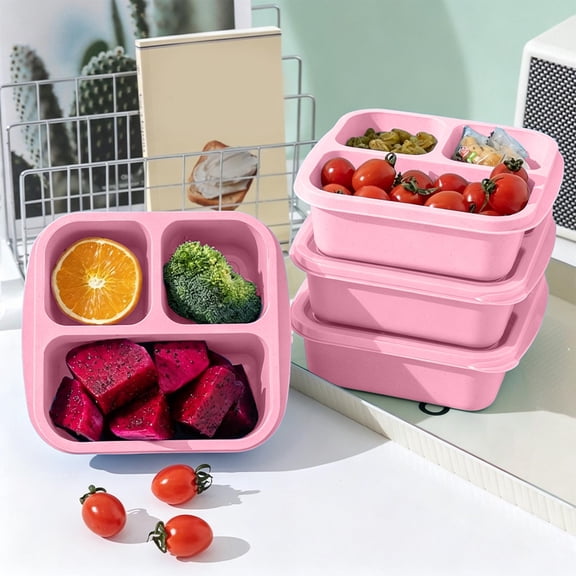 Small Snack Box Containers for Adults Men Women with 3 Compartments,Reusable Bento Box Adult Food Trays for Fruit,Charcuterie,Lunch Box Divided Serving Tray with Lid and Handle for Work Travel