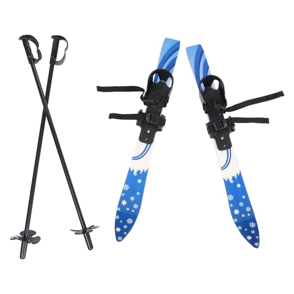 Small Snow Skis Beginner Snow Skis with Poles and Bindings 110lbs Load Capacity Lightweight Ski Boards Backyard Winter Fun Outdoor Snowboard